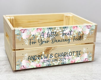 Personalised Wedding Pink Botanicals Flip Flop Crate When Your Feet Are Tired And Sore