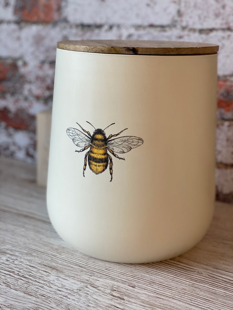 Beautiful Bee CREAM Bread Bin Etsy
