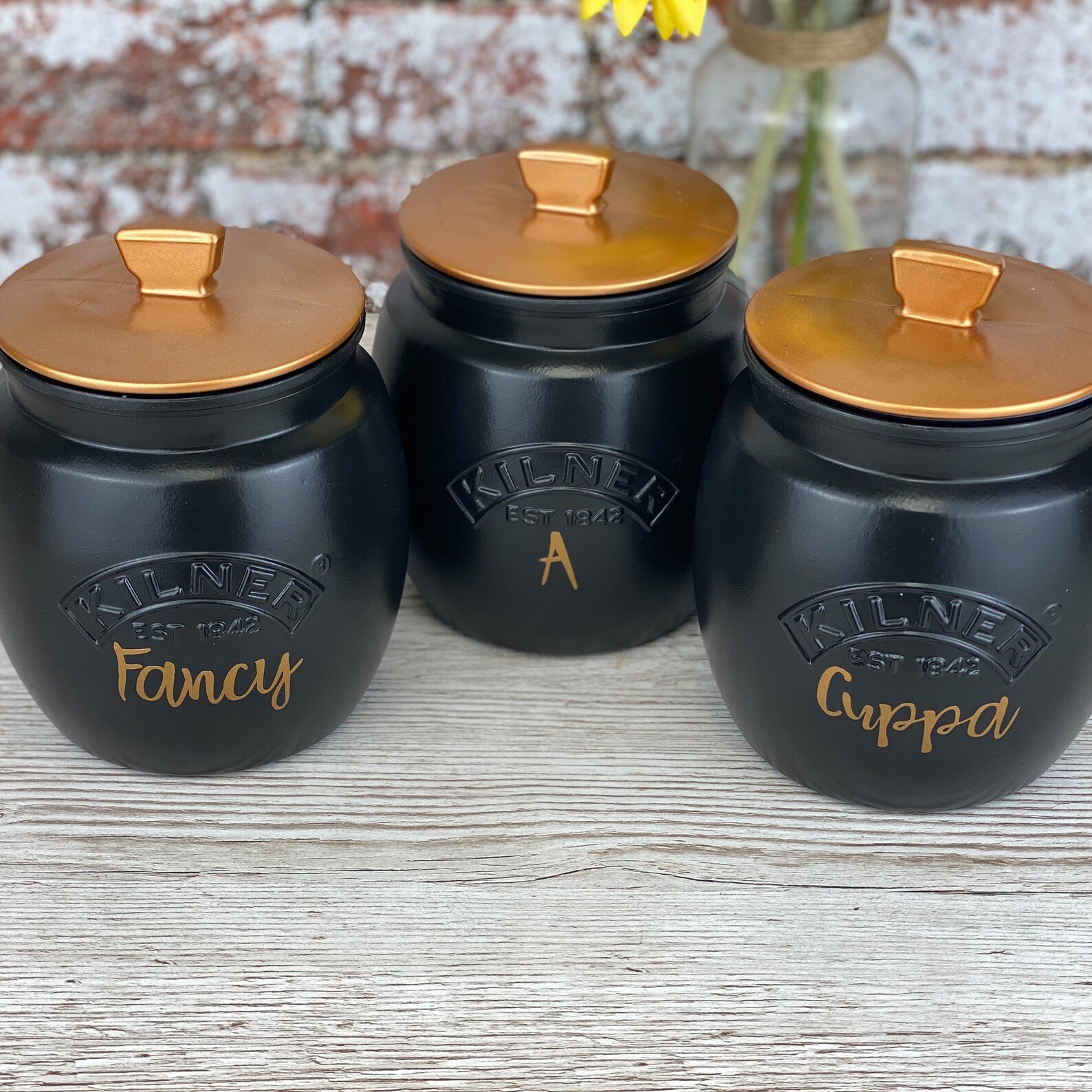 Black Tea Coffee Sugar Canisters Fancy A Cuppa Etsy UK