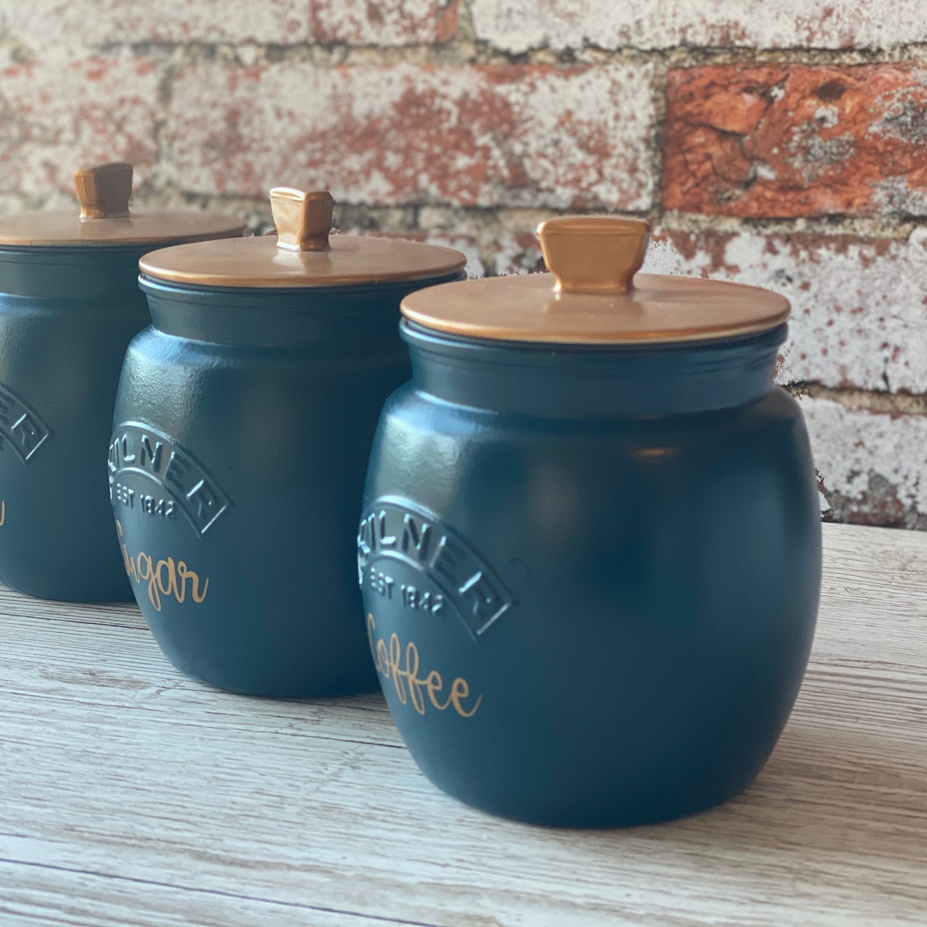 Tea Coffee Sugar Kilner Midnight Blue Canisters Etsy