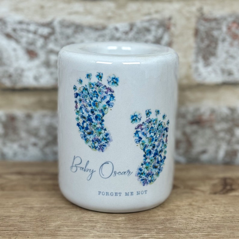 Personalised Memorial Forget Me Not Candle Holder image 6