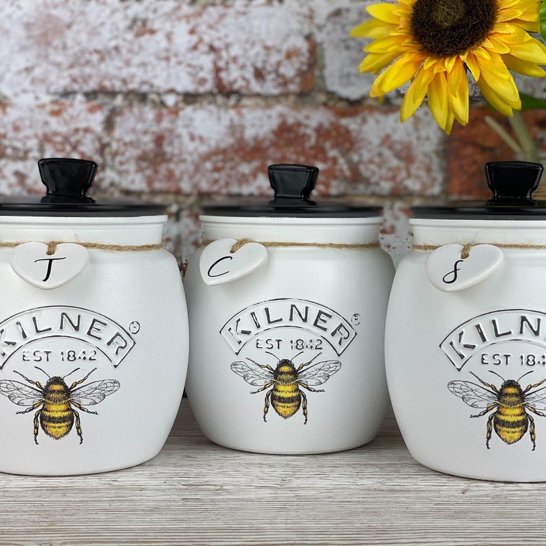 Kilner Tea Sugar Coffee Bee Canisters 