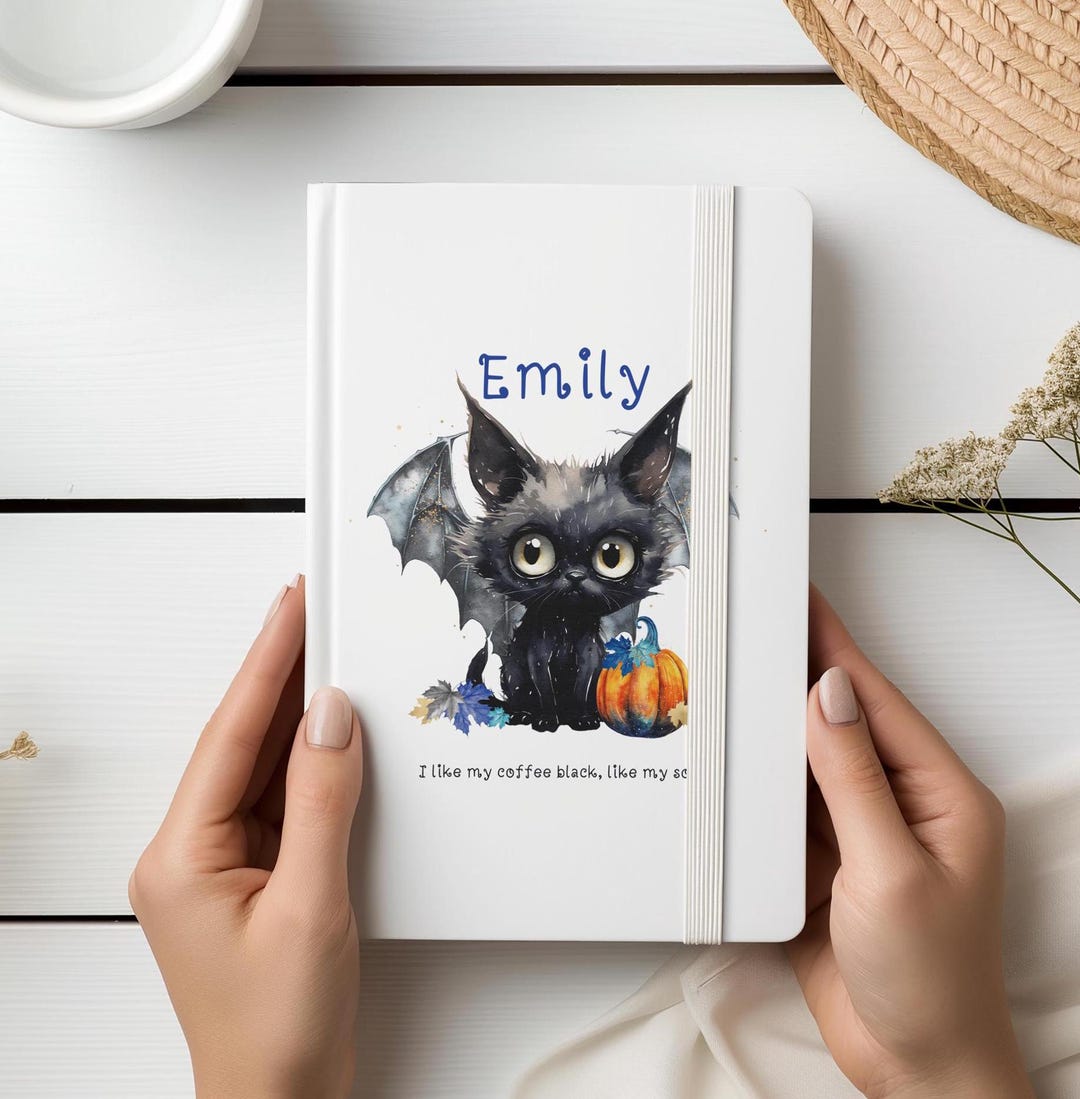 Bat Notebook Personalised Luxury Leather Look Bat Cat Notebook - Etsy