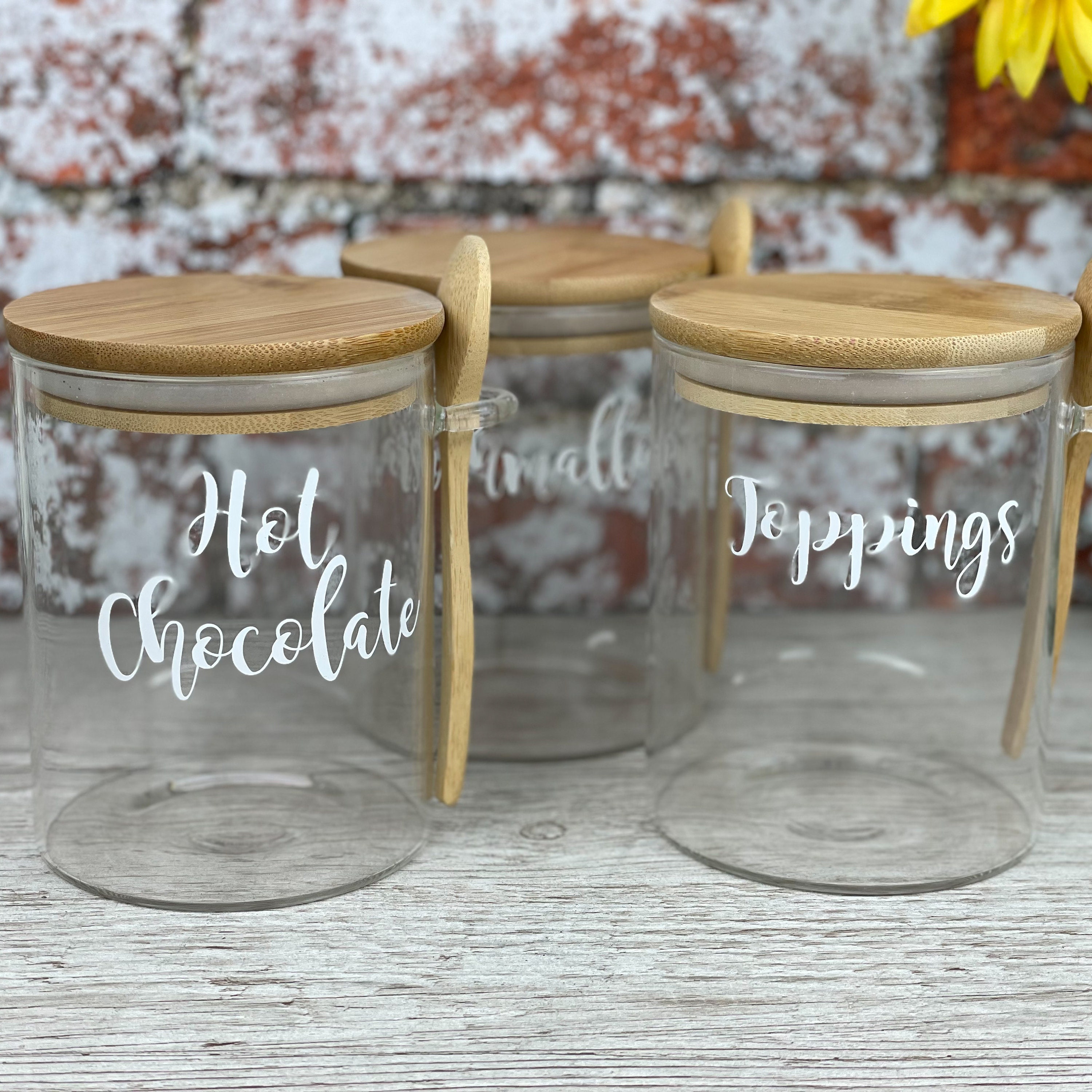 Airtight Glass Jars with Bamboo Lids & Bamboo Spoons - Decorative