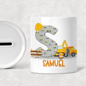 Personalised Building Construction Digger Savings Money Box Coin Bank