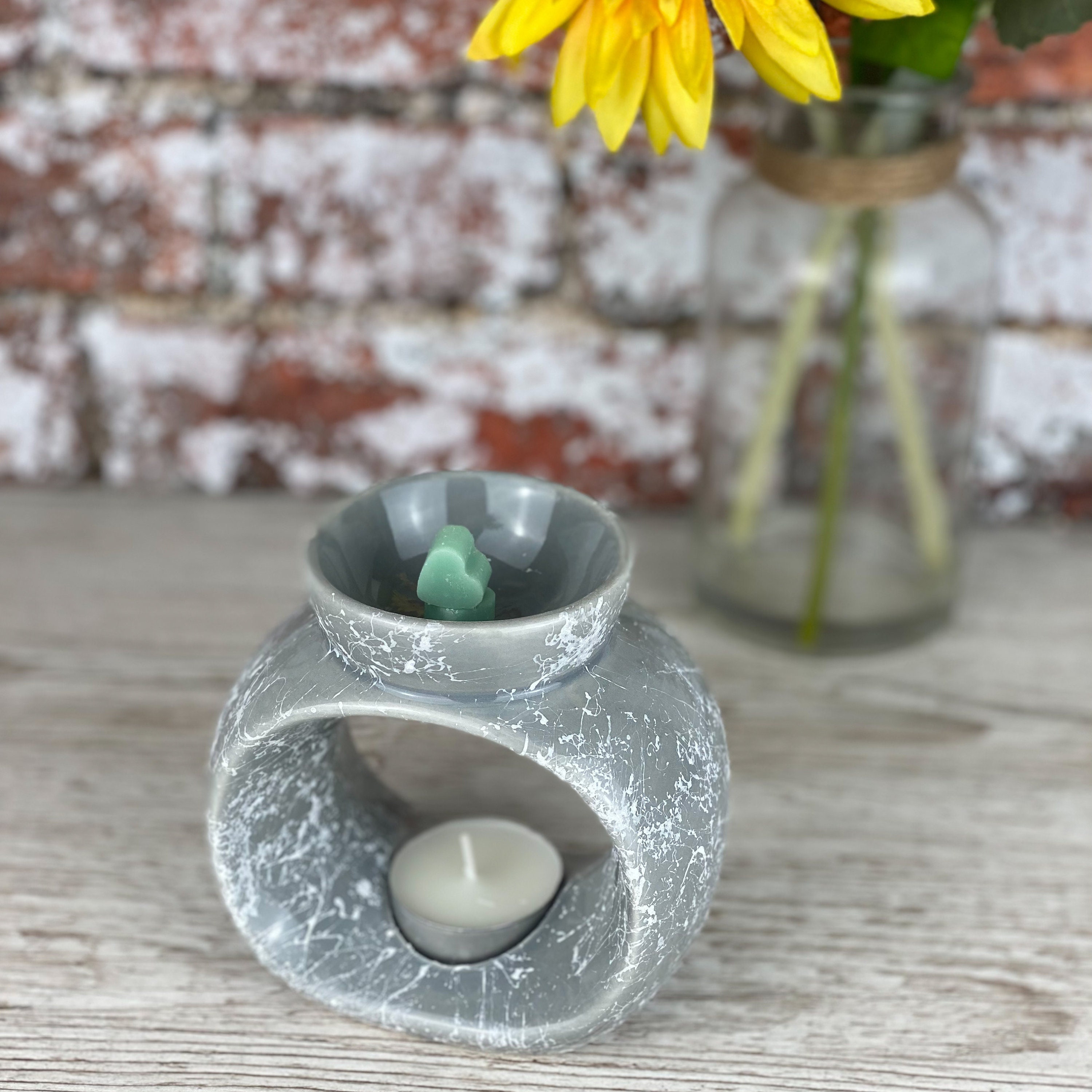 Grey Wax Melt Burner Marble Effect with Melts Etsy
