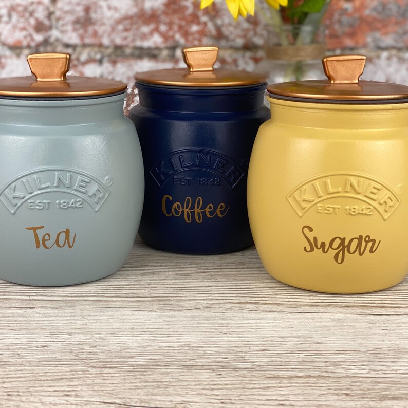 Tea Coffee Sugar Kilner Retro Push Fit Canisters Etsy UK