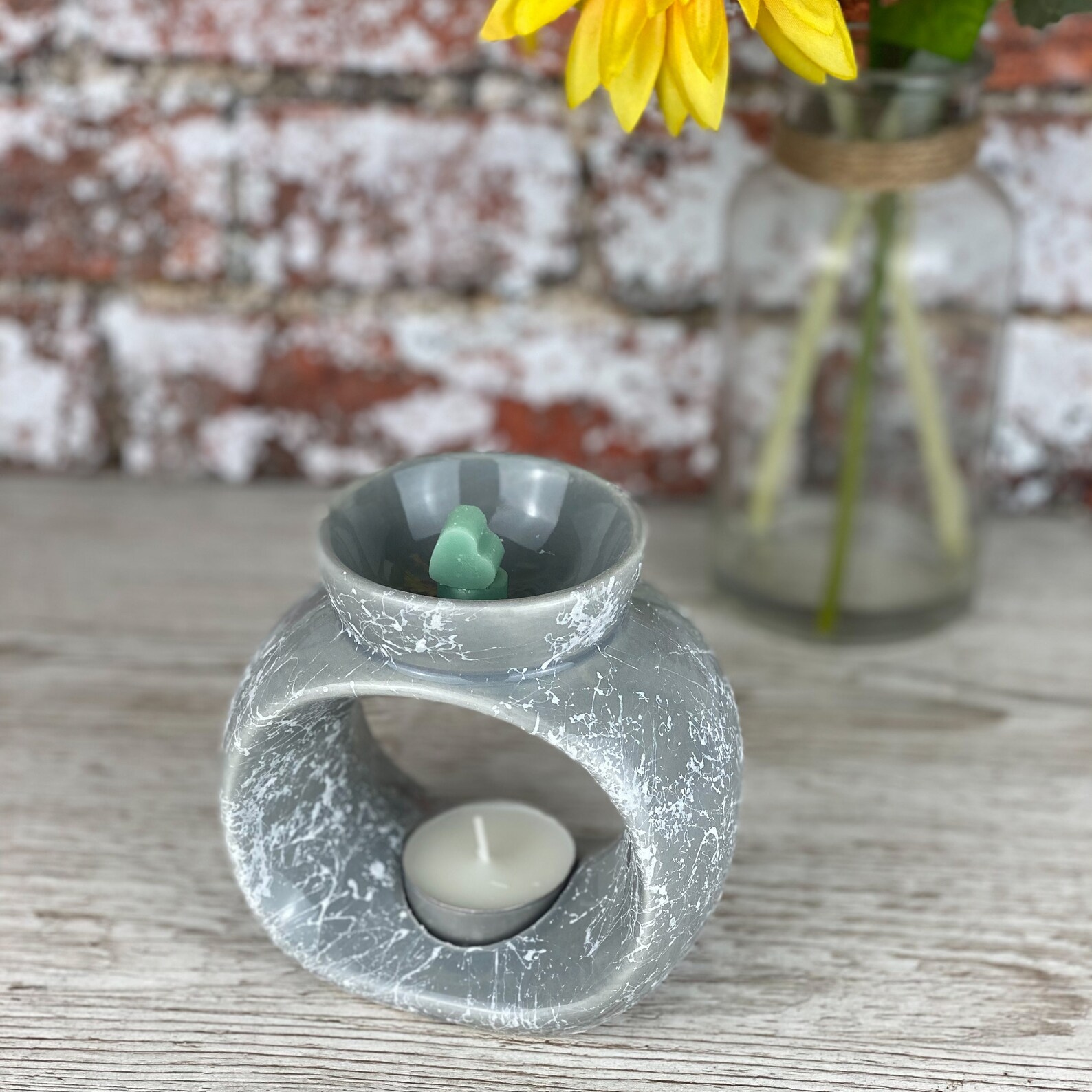 Grey Wax Melt Burner Marble Effect with Melts Etsy