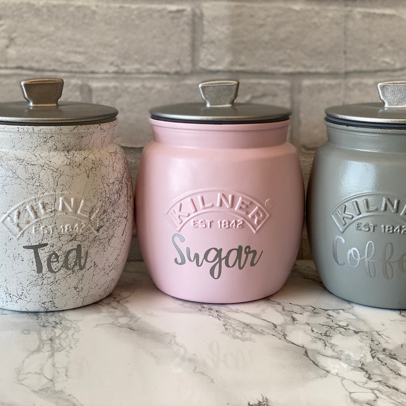 Tea Coffee Sugar Kilner Retro Canisters Etsy