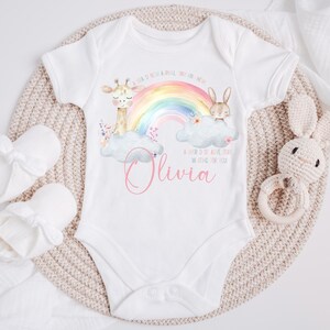 Personalised Pastel Rainbow Name Vest Onesie Bib Babygro Rompersuit