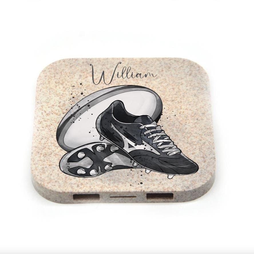 Personalised Wireless Phone Charger Gift Rugby Fan