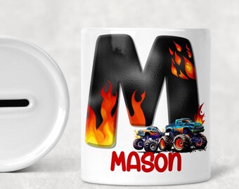 Personalised Monster Truck Savings Money Box Coin Bank