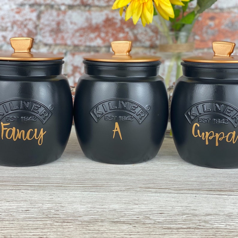 Black Tea Coffee Sugar Canisters Fancy A Cuppa Etsy UK
