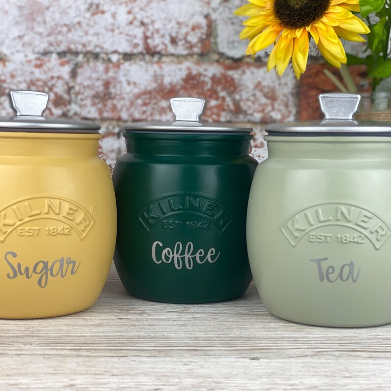 Tea Coffee Sugar Kilner Retro Canisters Etsy UK