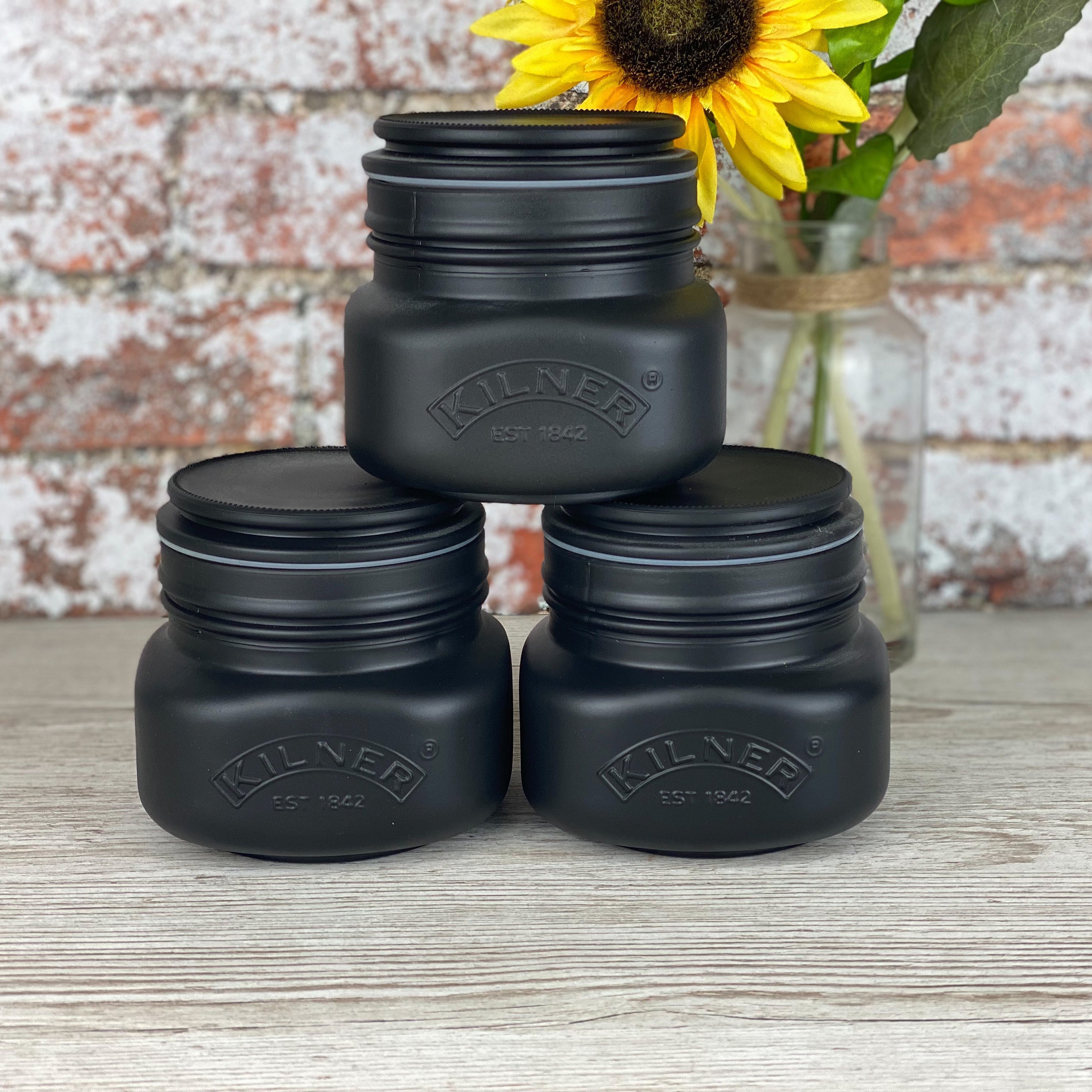 Limited Edition Square Push Top Jar Black Etsy