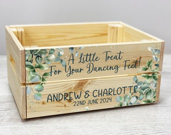 Personalised Wedding Green Botanicals Flip Flop Crate When Your Feet Are Tired And Sore