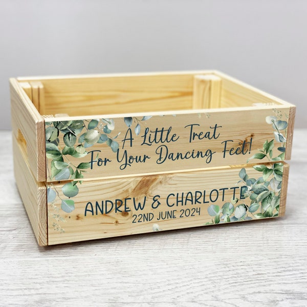 Personalised Wedding Green Botanicals Flip Flop Crate When Your Feet Are Tired And Sore
