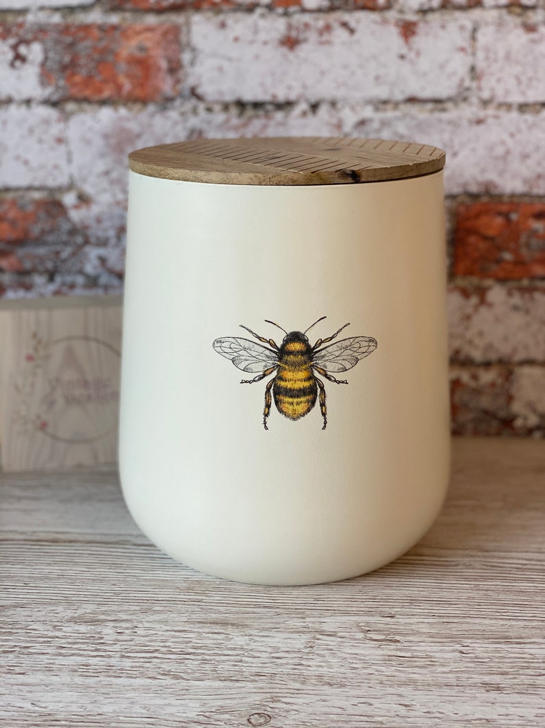 Beautiful Bee CREAM Bread Bin Etsy