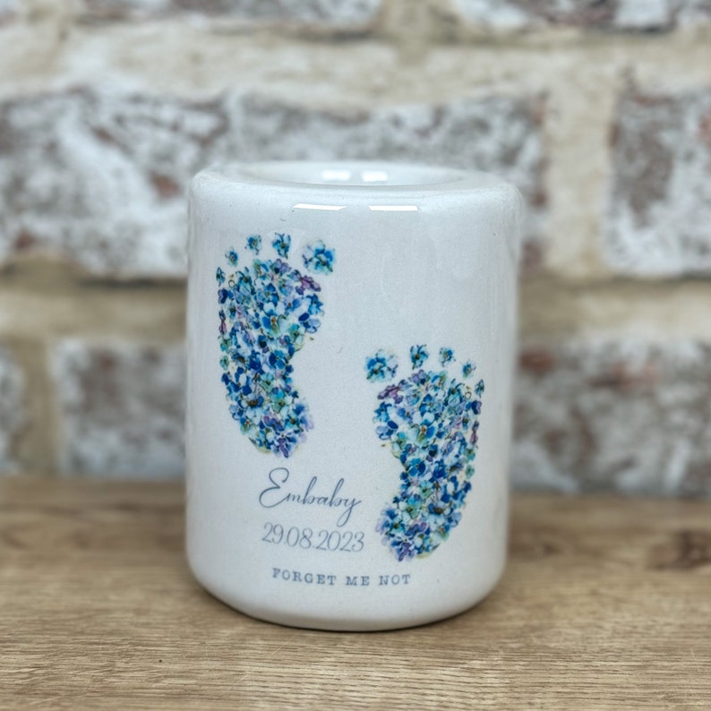 Personalised Memorial Forget Me Not Candle Holder image 8