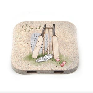 Personalised Wireless Phone Charger Gift Cricket Fan