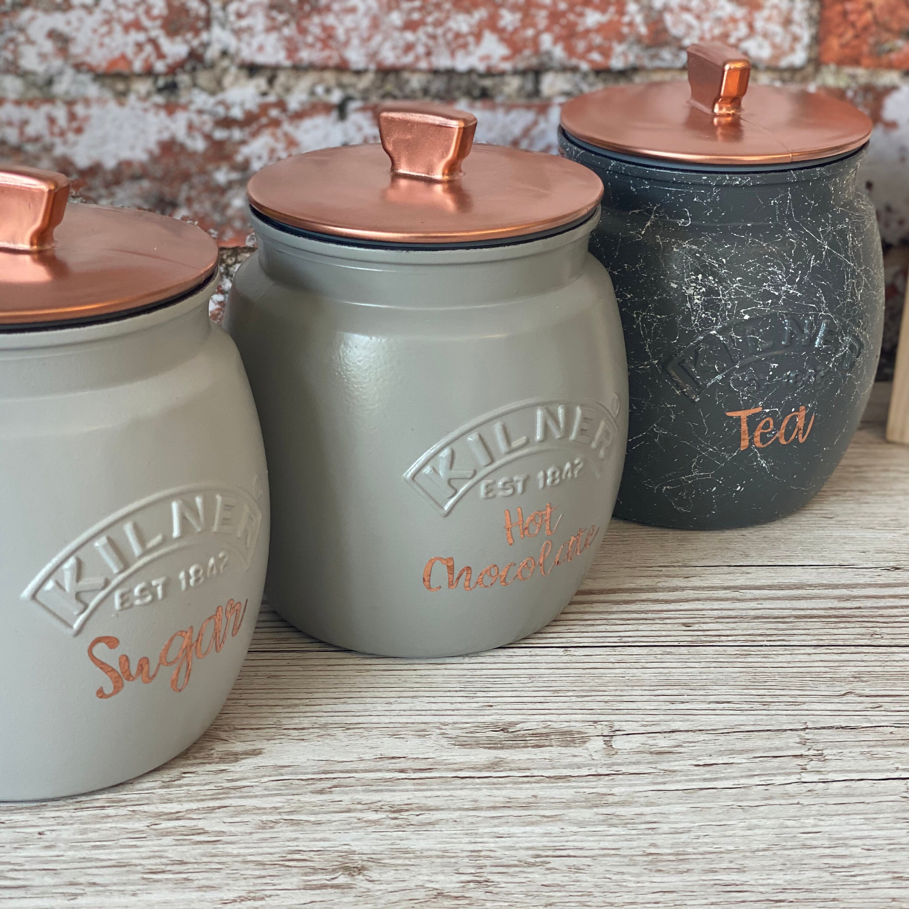Tea Coffee Sugar Kilner Retro Painted Canisters Etsy