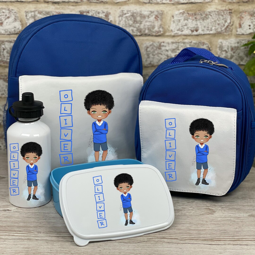 Personalised Back to School Blue Boy Uniform Bag & Bottle Bundle - Etsy