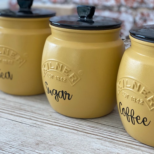 Tea Coffee Sugar Kilner Retro Painted Canisters Etsy UK