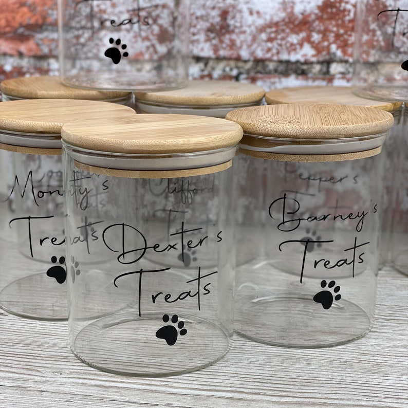 Bamboo Glass Storage Pet Treat Jars 