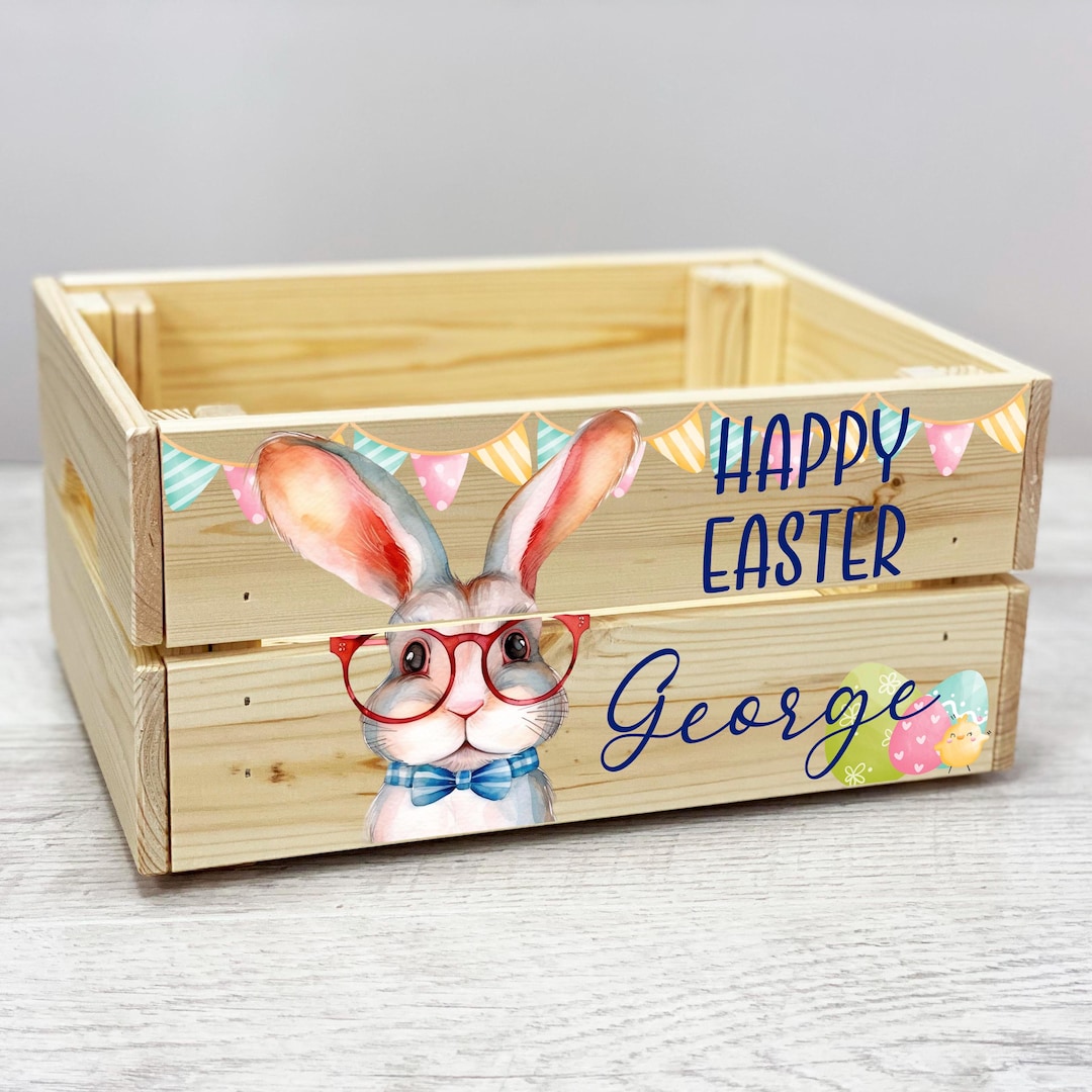 Personalised Easter Bunny Crate Box - Etsy