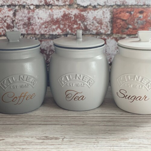 White and Grey ALL MARBLE Tea Coffee Sugar Canisters Kitchen Etsy UK