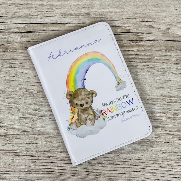 Personalised Teddy Rainbow Passport Cover