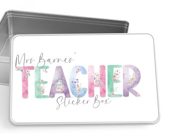 Personalised Floral Teacher Sticker Storage Tin