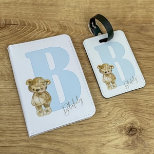 Personalised My First Passport Cover Blue Teddy