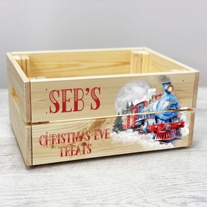 Personalised Steam Train Christmas Eve Box Treat Tray Crate