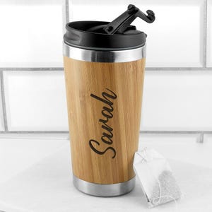 Personalised Engraved Bamboo Travel Mug