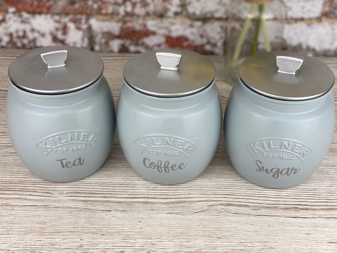 Tea Coffee Sugar Kilner Duck Egg Blue Canisters Etsy