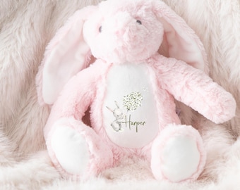 Personalised Bunny Flower Balloon Rabbit Teddy - Choice of Colour