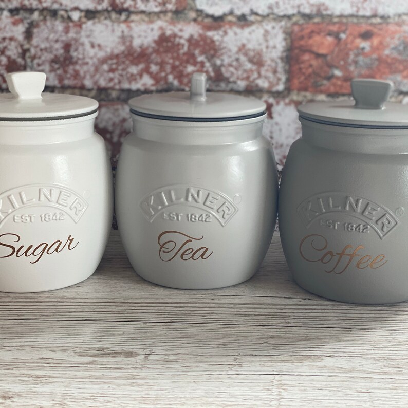 Tea Coffee Sugar Kilner Retro Canisters Etsy
