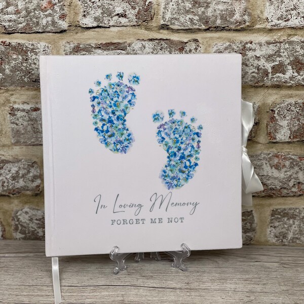 Livre de mémoire de luxe personnalisé en velours Forget Me Not Baby Loss