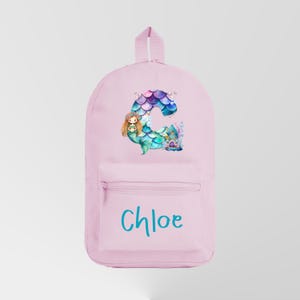 Personalised Kids Rucksack Backpack Mermaid Theme - Choose a colour