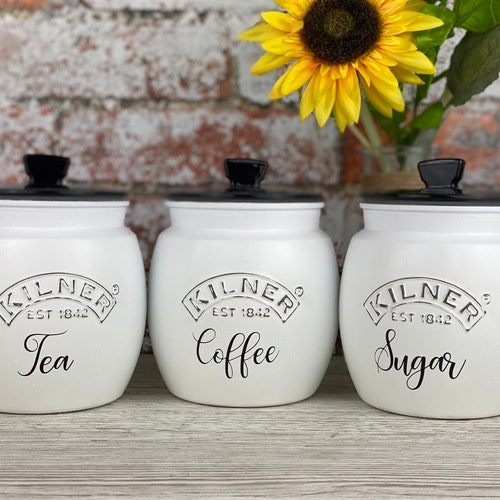 Kilner Push Fit Jars Tea Sugar Coffee Canisters Etsy UK