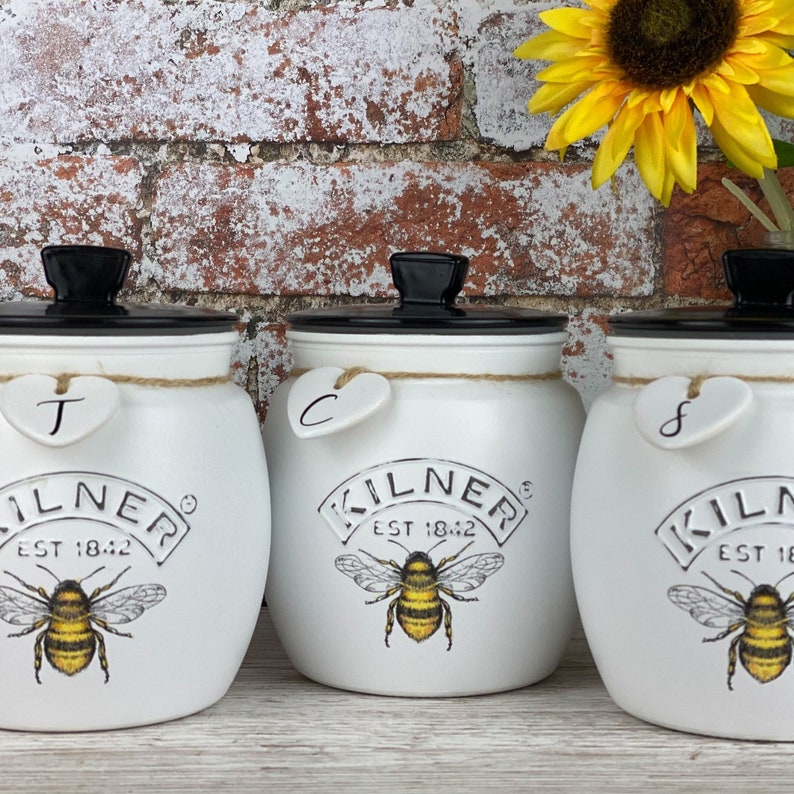 Tea Sugar Coffee Kilner Bees Canisters 