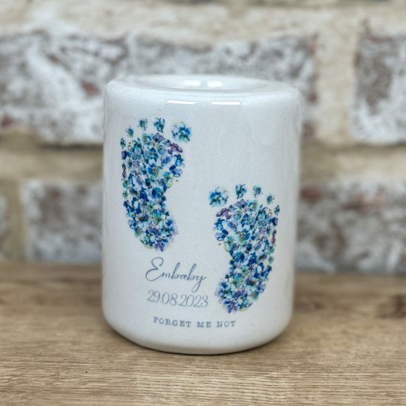 Personalised Memorial Forget Me Not Candle Holder image 10