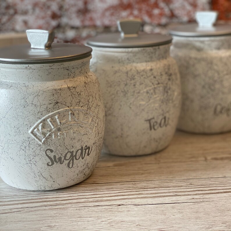 Tea Coffee Sugar Kilner Retro Painted Marble Effect Canisters Etsy UK