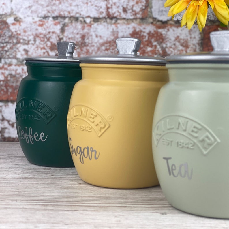 Tea Coffee Sugar Kilner Retro Canisters Etsy UK