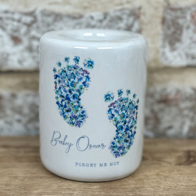 Personalised Memorial Forget Me Not Candle Holder image 3