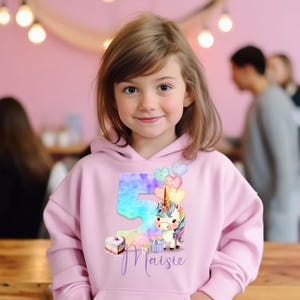 Personalized Unicorn Birthday Hoodie: Custom Age Number, Kids Sweatshirt
