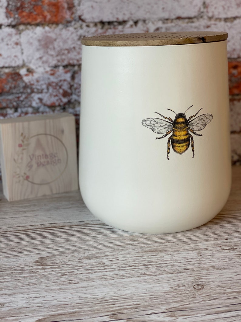 Beautiful Bee CREAM Bread Bin Etsy