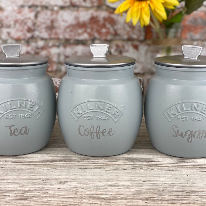 Tea Coffee Sugar Kilner Duck Egg Blue Canisters Etsy UK
