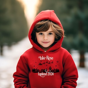 Personalised Santa Silhouette Lapland 2024 Express Family Hoodies Lapland Hoodies